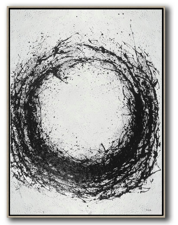 Large Abstract Painting Canvas Art,Geometric Art Black And White Minimal Painting On Canvas - Modern Art Oil Painting